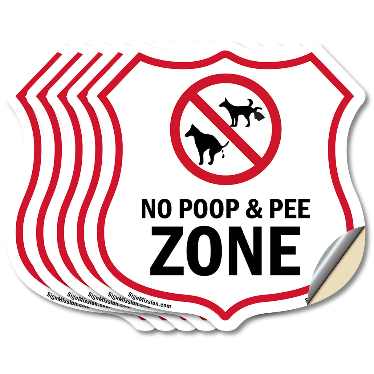 Dog Poop Shield Sign No Poop & Pee Zone