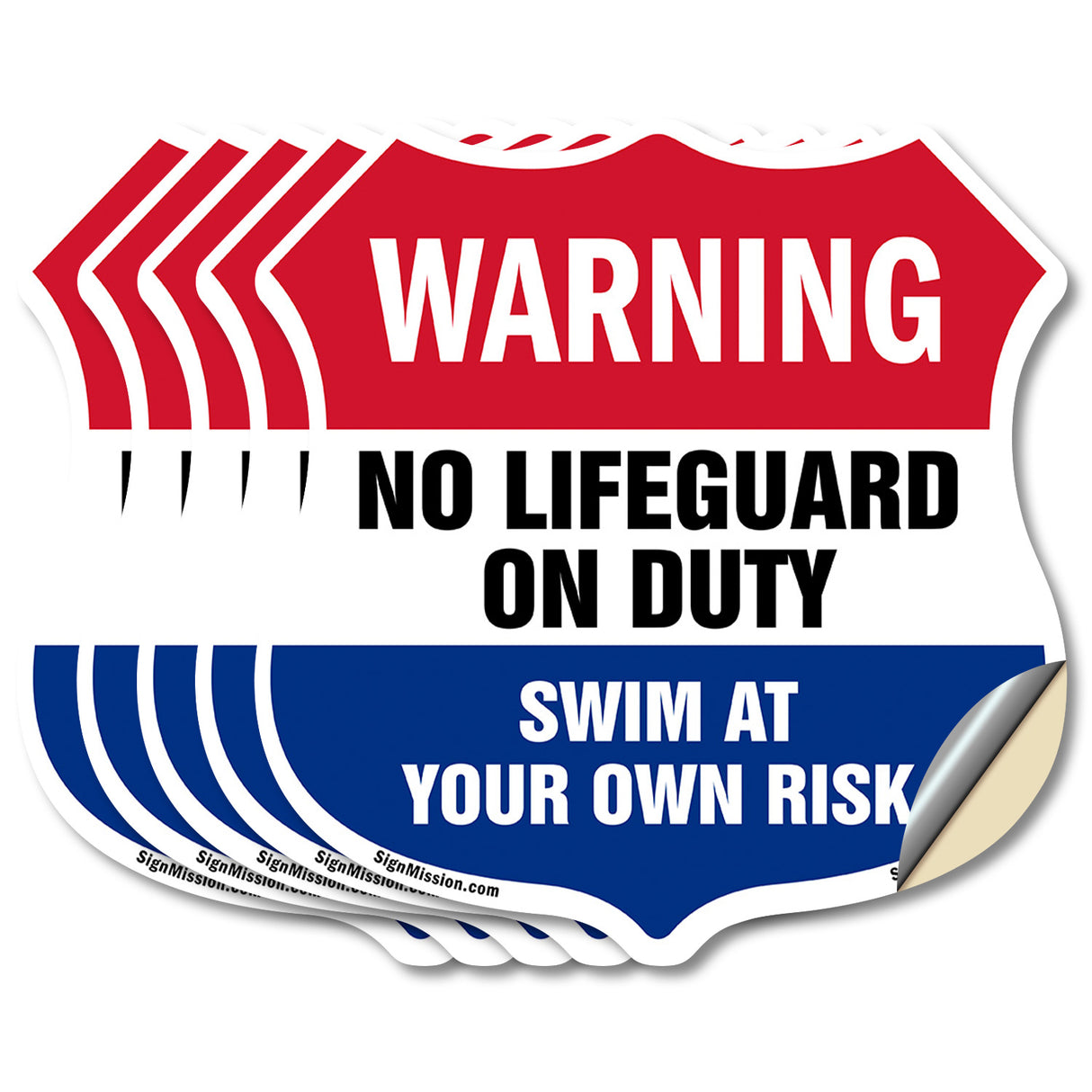 Pool Warning Shield Sign No Lifeguard On Duty Swim At Your Own Risk