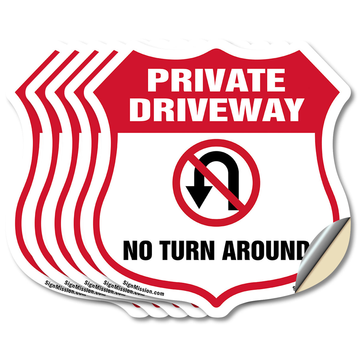 Private Driveway Shield Sign No Turn Around