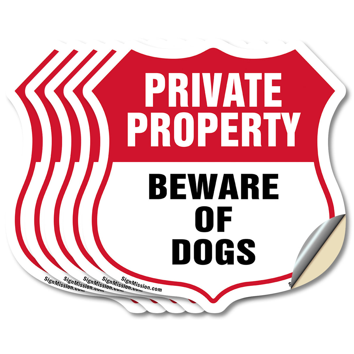 Private Property Shield Sign Beware Of Dogs