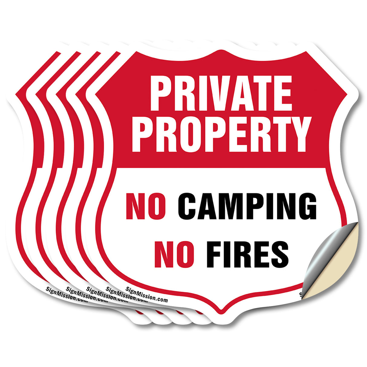 Private Property Shield Sign No Camping No Fires