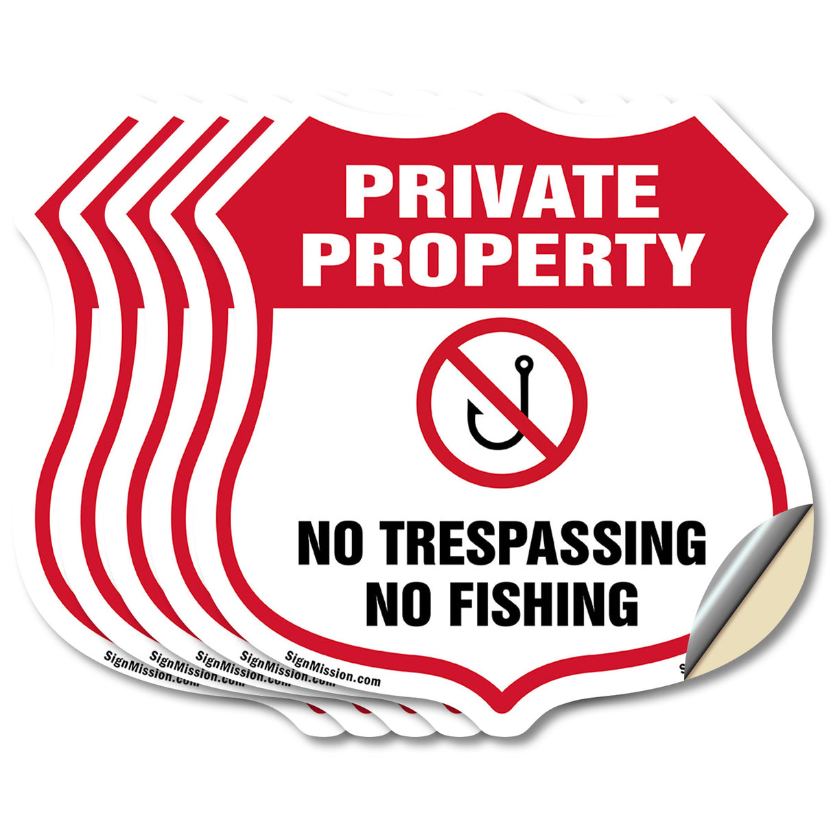 Private Property Shield Sign No Trespassing No Fishing