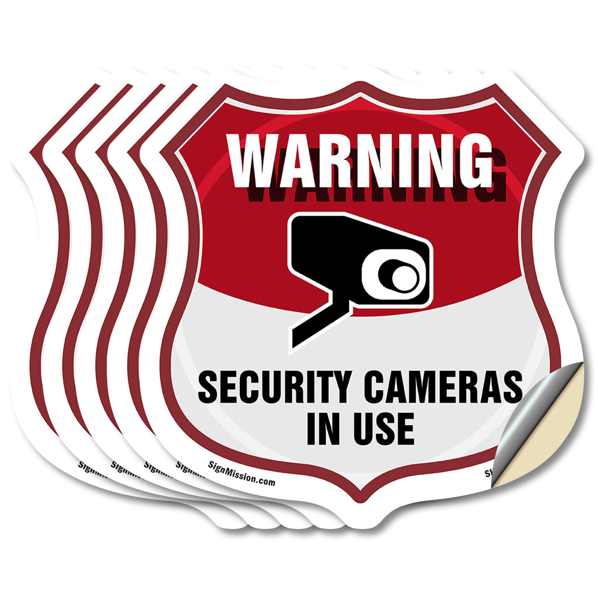 Video Surveillance Shield Sign Warning Security Cameras In Use
