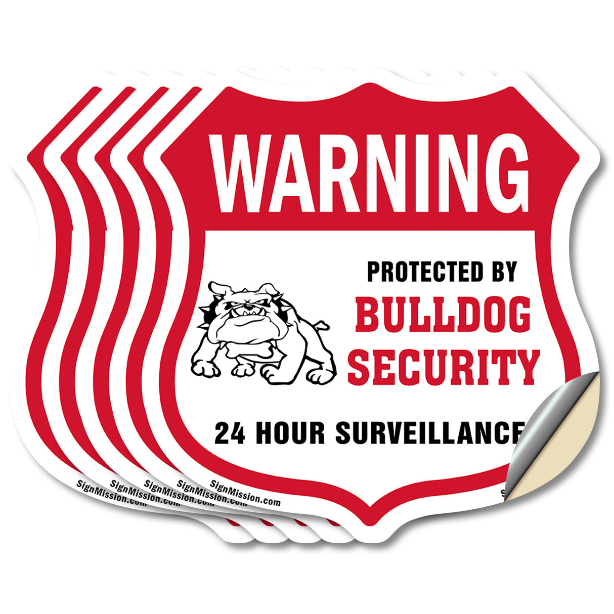 24 Hour Surveillance Shield Sign Warning Protected By Bulldog Security