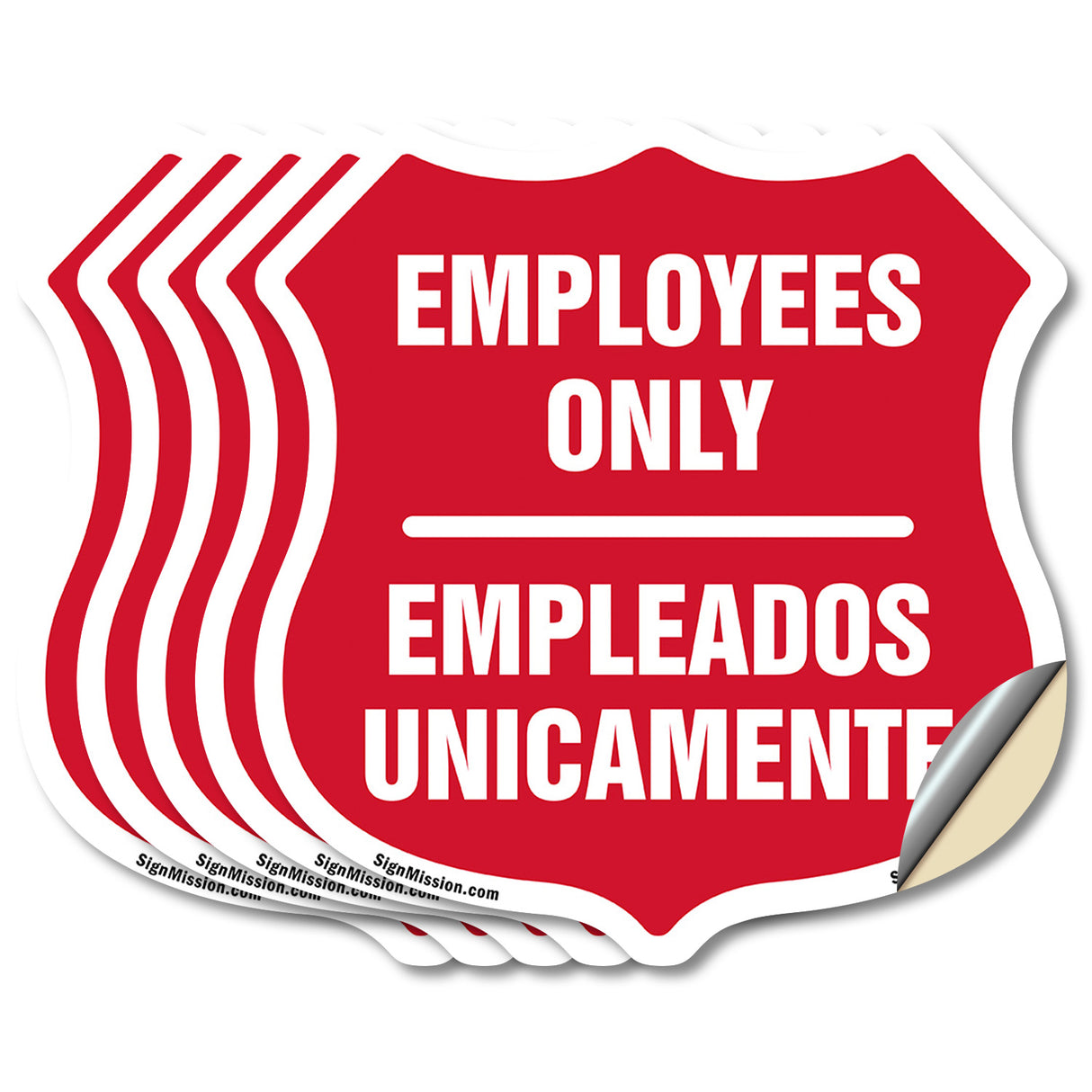 Bilingual Employees Only Shield Sign Empleados Unicamente (English / Spanish)