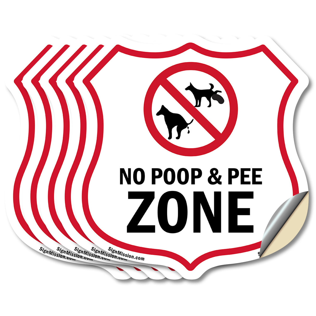 Dog Poop Shield Sign No Poop & Pee Zone