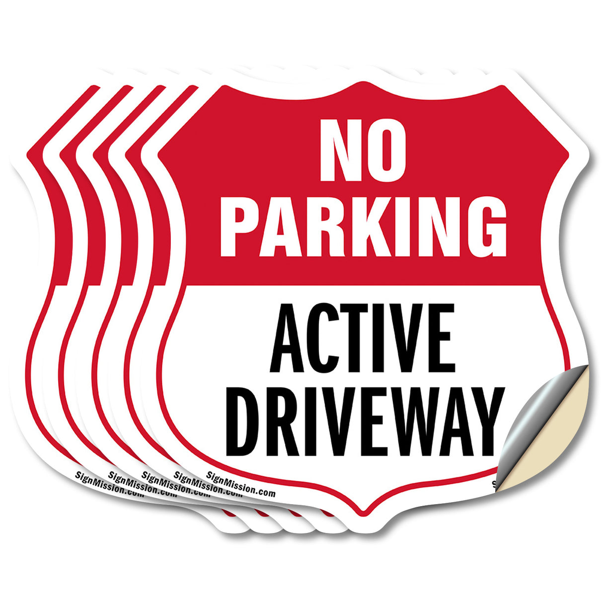 No Parking Shield Sign Active Driveway