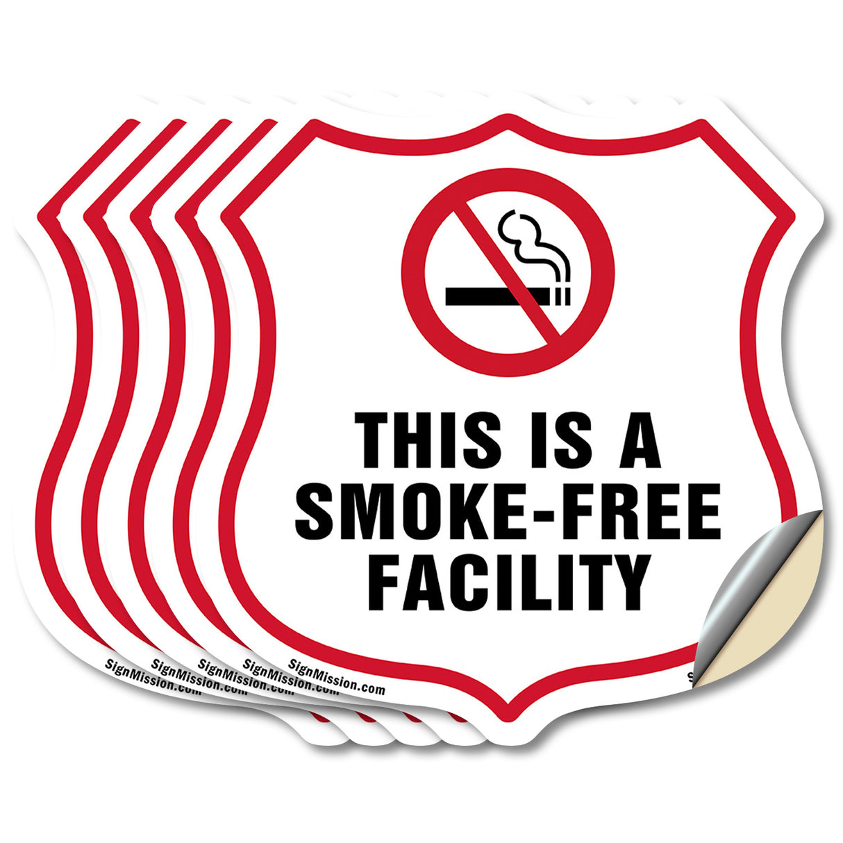 No Smoking Shield Label Set This Is A Smoke Free Facility