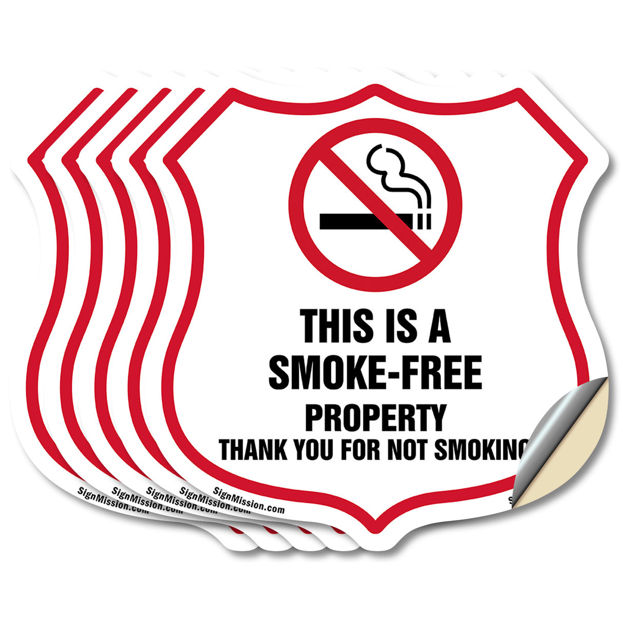 No Smoking Shield Sign This Is A Smoke Free Property Thank You For Not Smoking