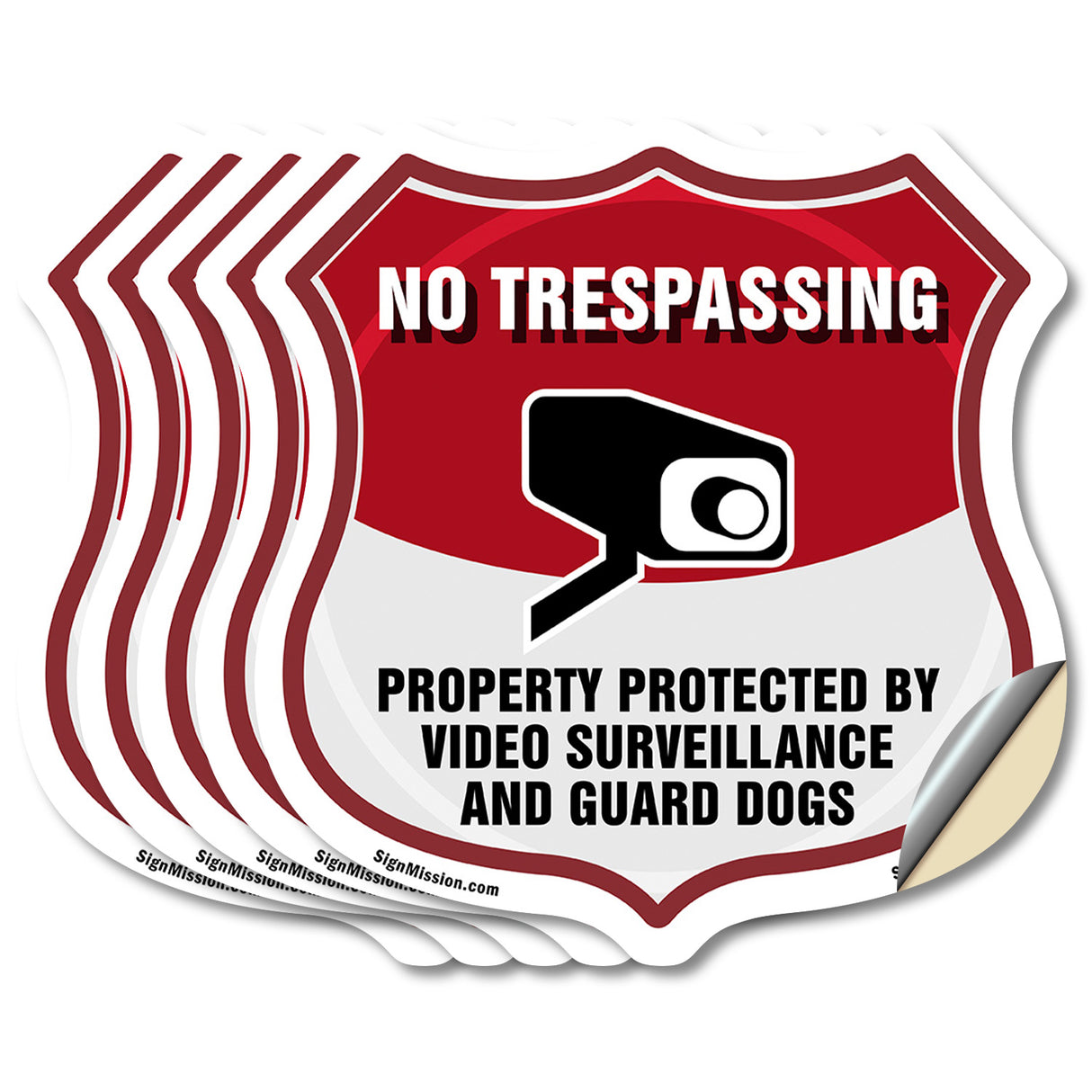 No Trespassing Shield Sign Property Protected By Video Surveillance And Guard Dogs