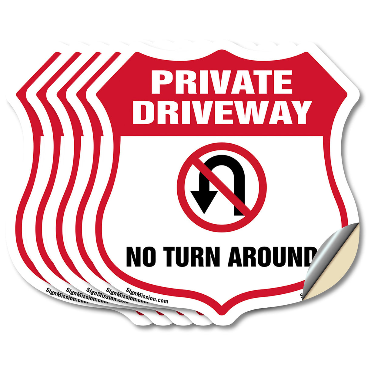 Private Driveway Shield Sign No Turn Around