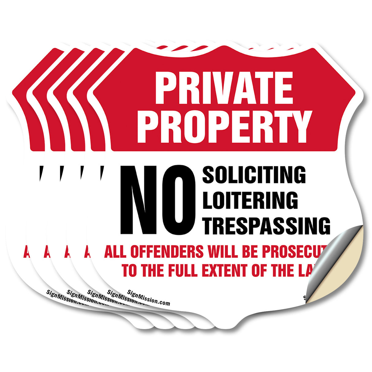 Private Property Shield Label Set No Soliciting Loitering Trespassing All Offenders Will Be Prosecuted To The Full Extent Of Law