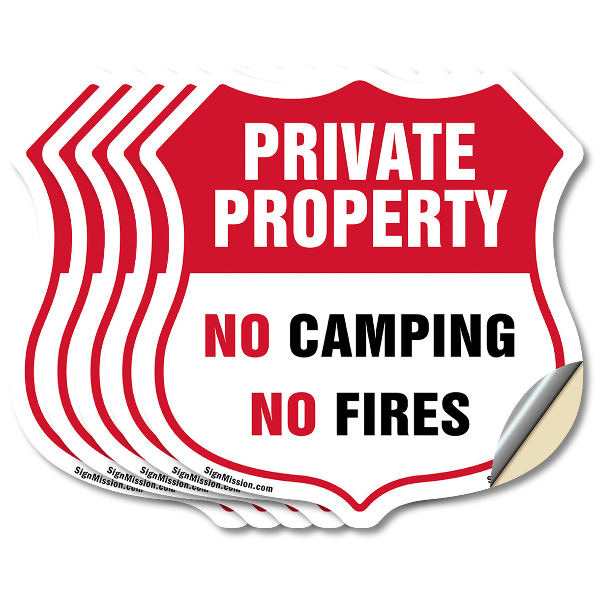 Private Property Shield Sign No Camping No Fires