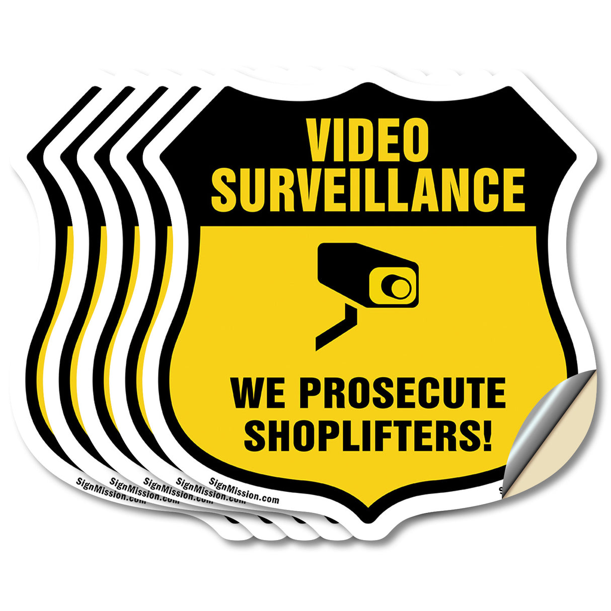 Video Surveillance Shield Sign We Prosecute Shoplifters!