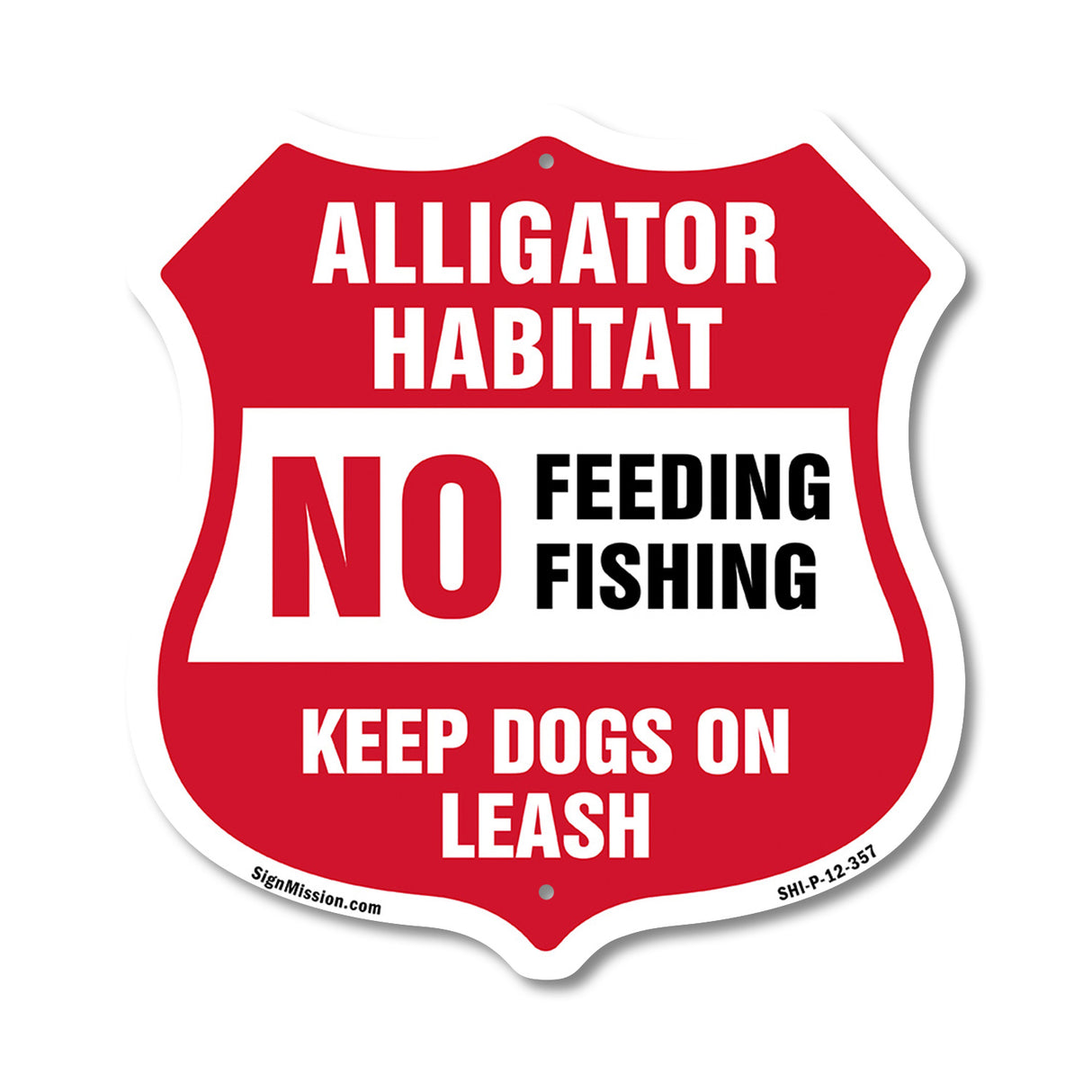 Alligator Warning Shield Sign Alligator Habitat No Feeding Fishing. Keep Dogs On Leash