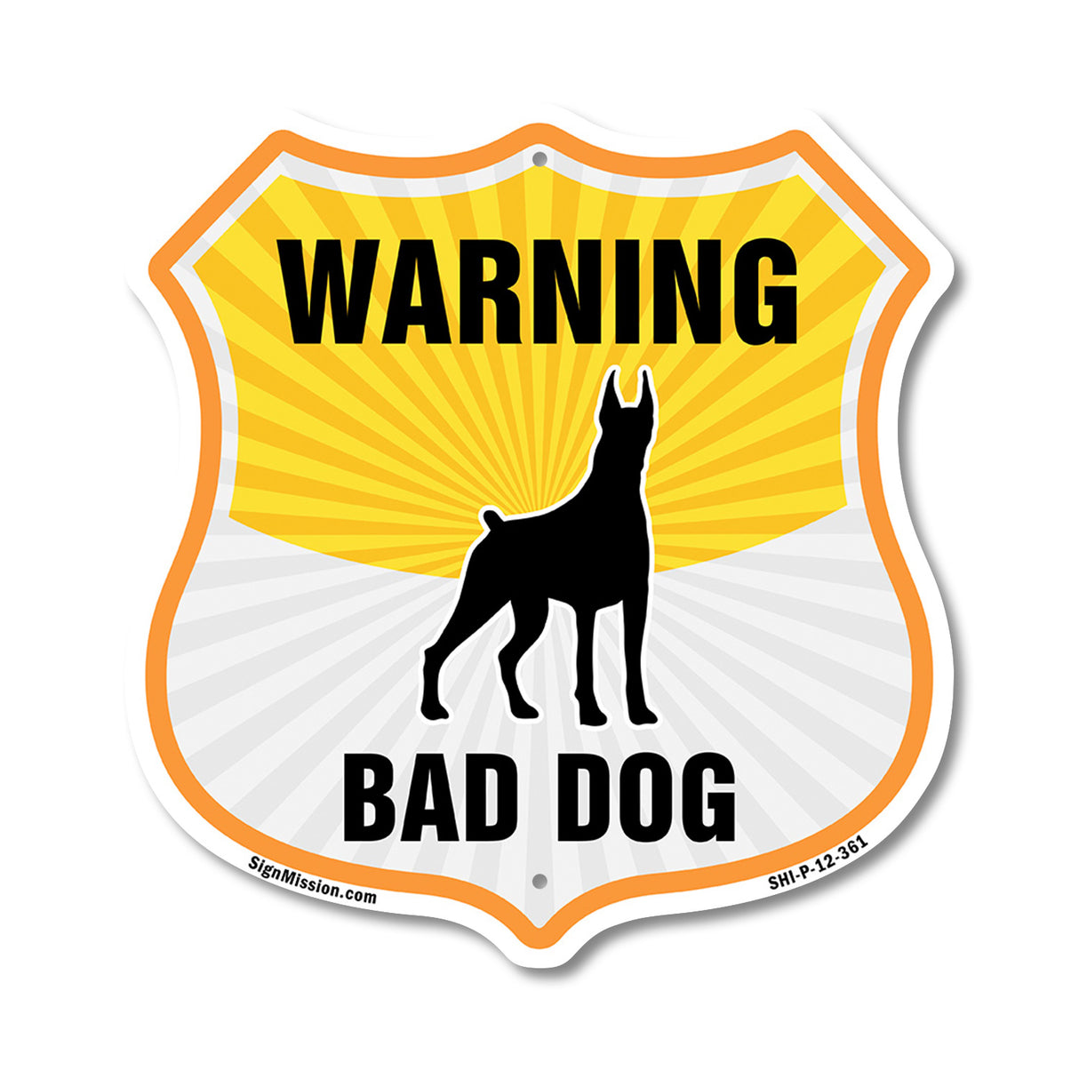 Beware Of Dog Shield Sign Warning Bad Dog