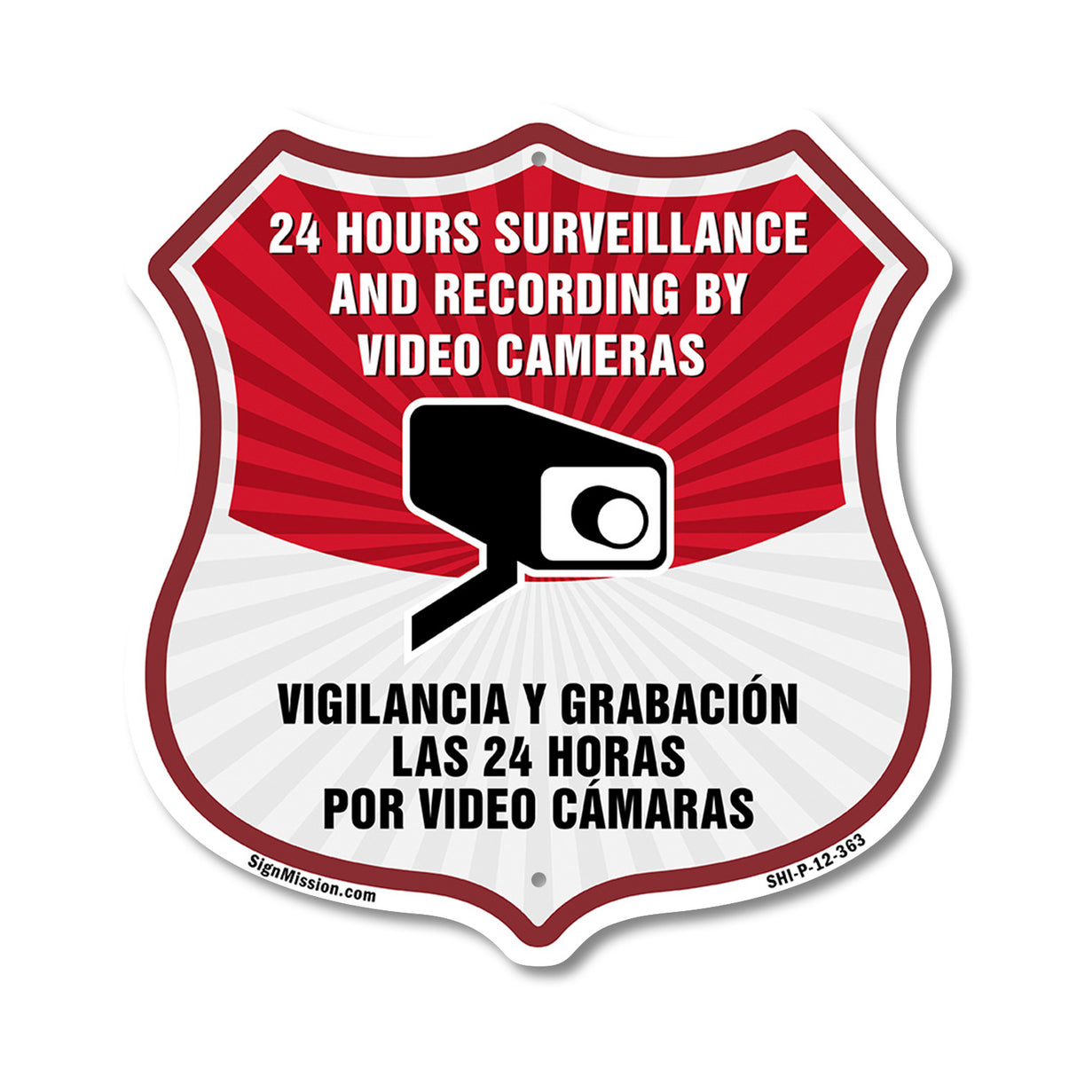 Bilingual 24 Hour Surveillance 24 Hour Surveillance And Recording By Video Cameras Vigilancia Y Grabacion (English / Spanish)