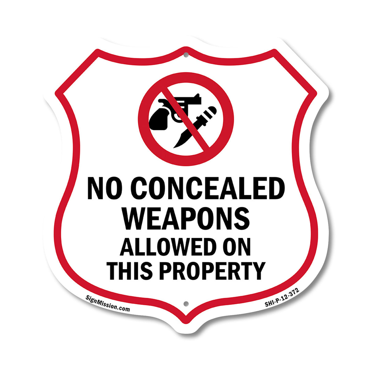 Concealed Carry Shield Sign No Concealed Weapons Allowed On This Property