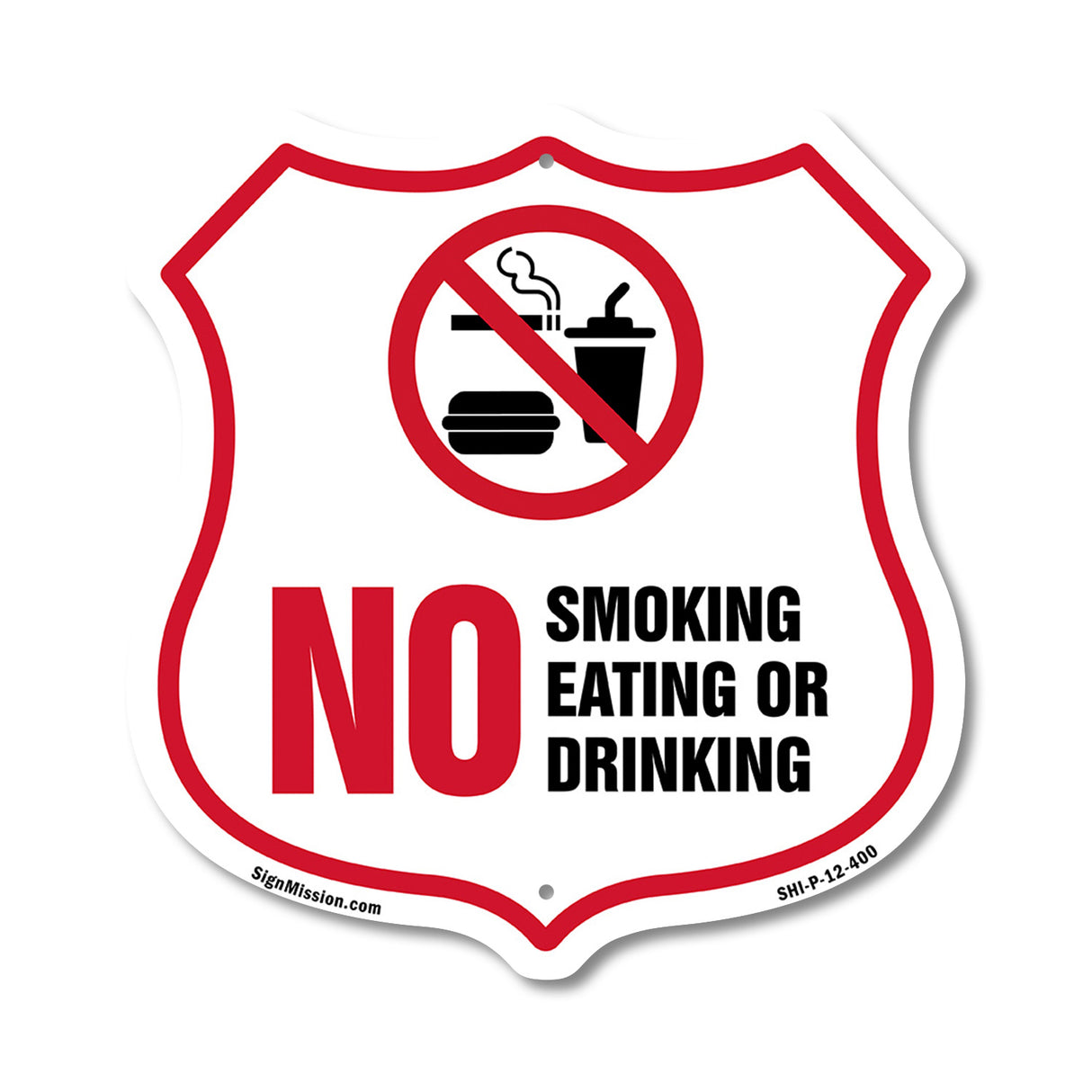 No Smoking Shield Sign No Smoking Eating Or Drinking