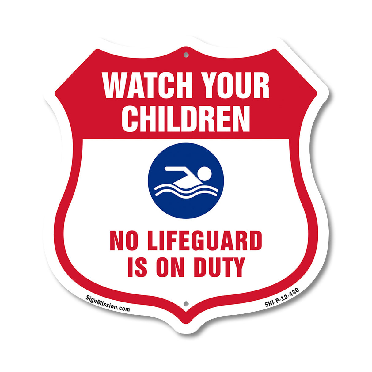Pool Safety Shield Sign Attention Watch Your Children No Lifeguard On Duty