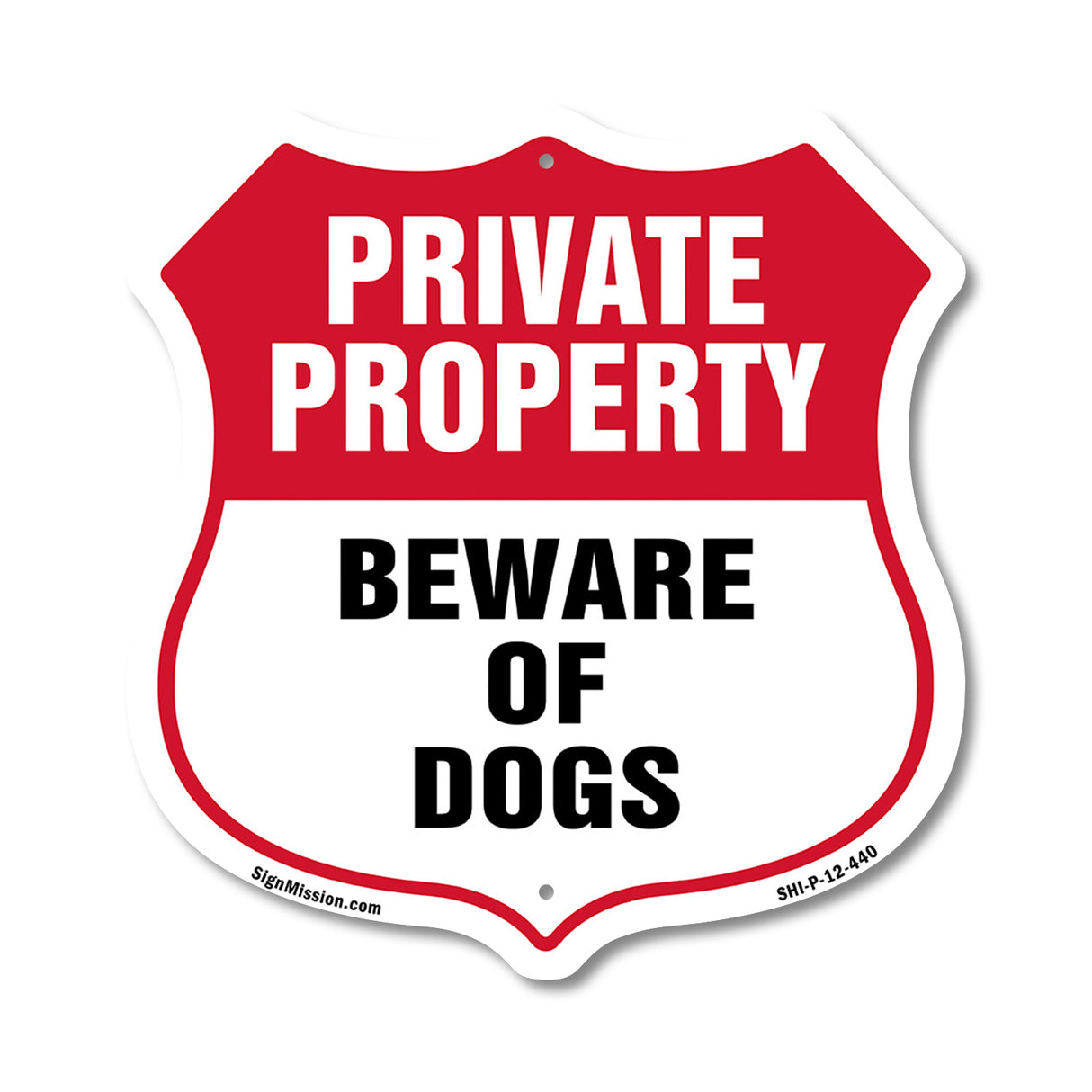 Private Property Shield Sign Beware Of Dogs