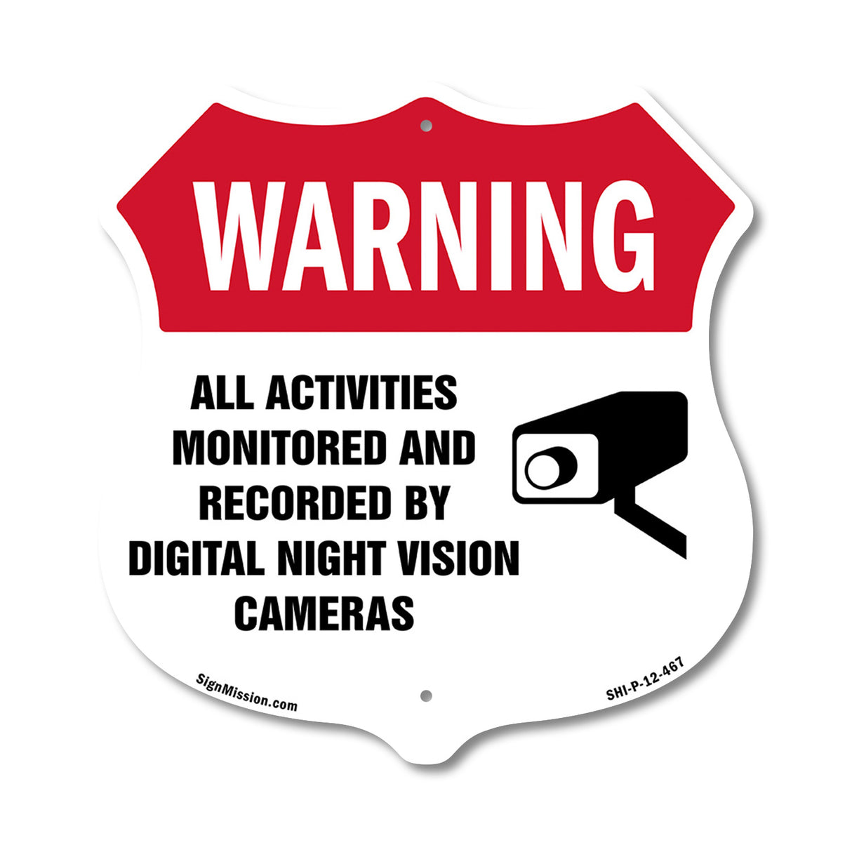 Video Surveillance Shield Label Set Warning All Activities Monitored And Recorded By Digital Night Vision Cameras