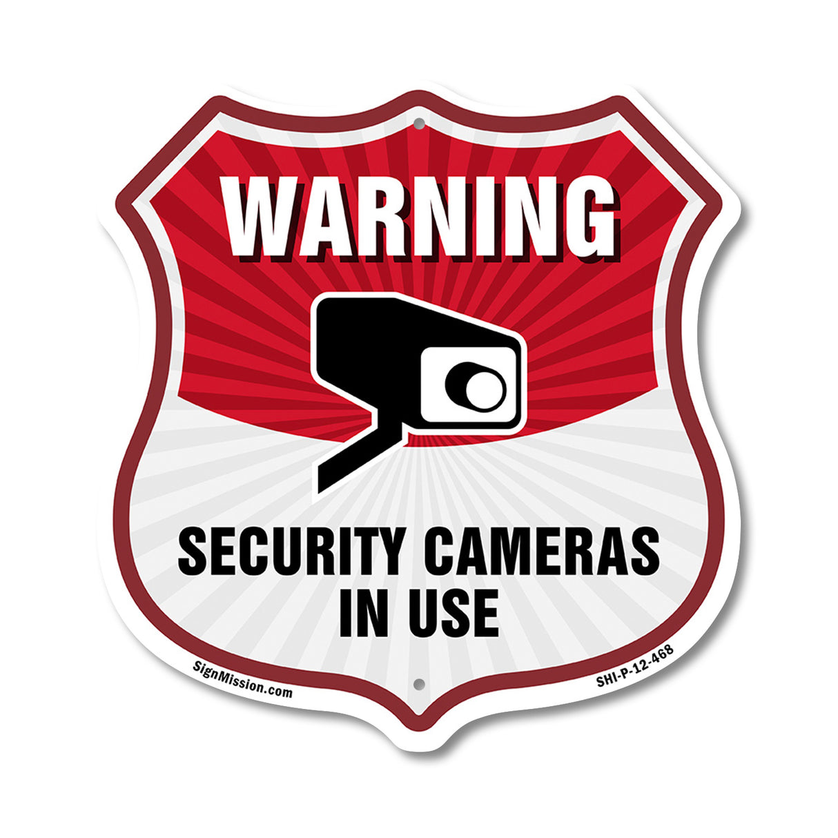 Video Surveillance Shield Sign Warning Security Cameras In Use