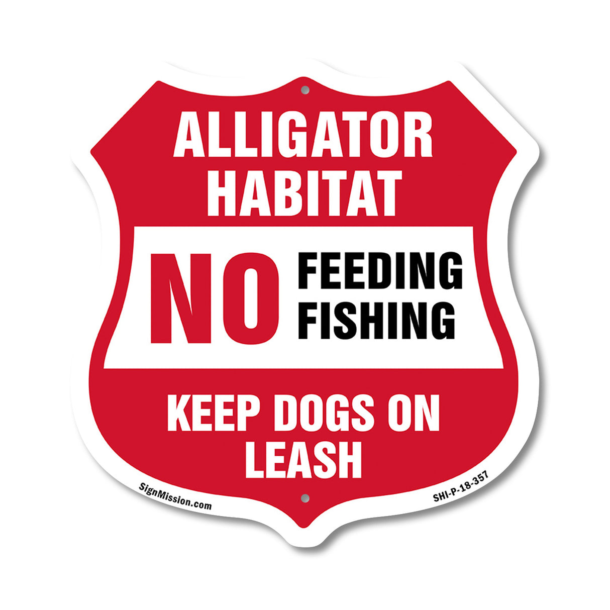 Alligator Warning Shield Sign Alligator Habitat No Feeding Fishing. Keep Dogs On Leash