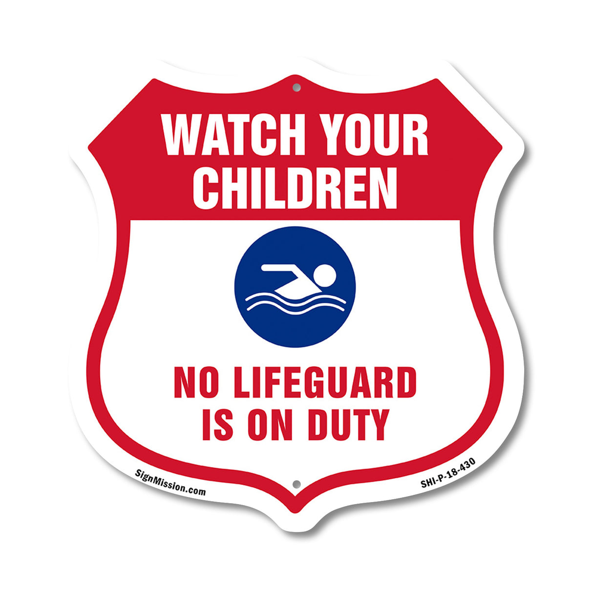 Pool Safety Shield Sign Attention Watch Your Children No Lifeguard On Duty
