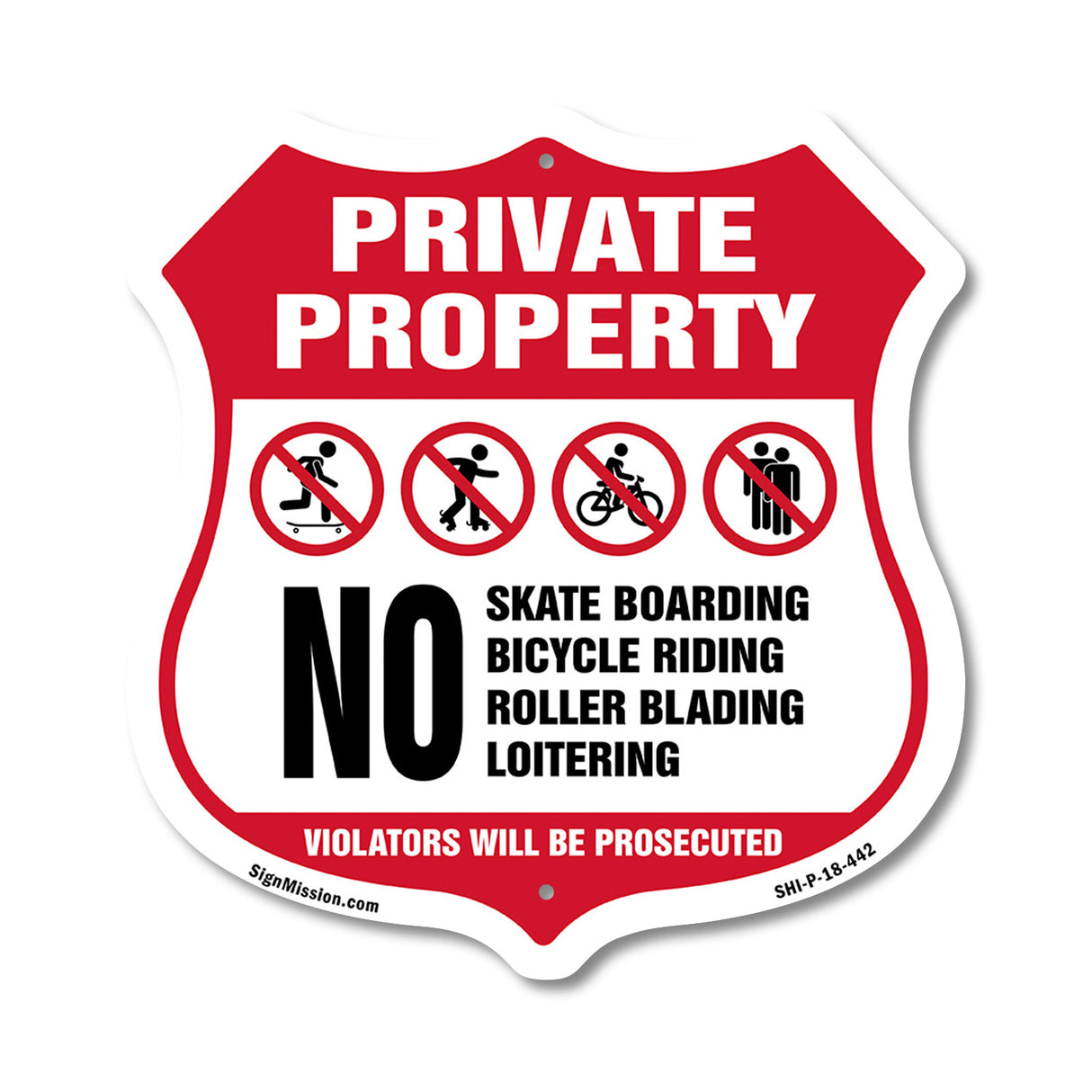 Private Property No Skateboarding Bicycle Riding Roller Blading Loitering. Violators Will Be Prosecuted