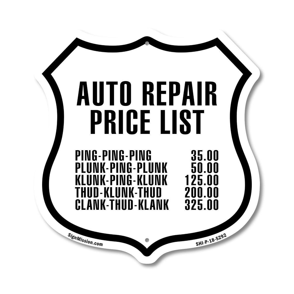 Auto Repair Price List