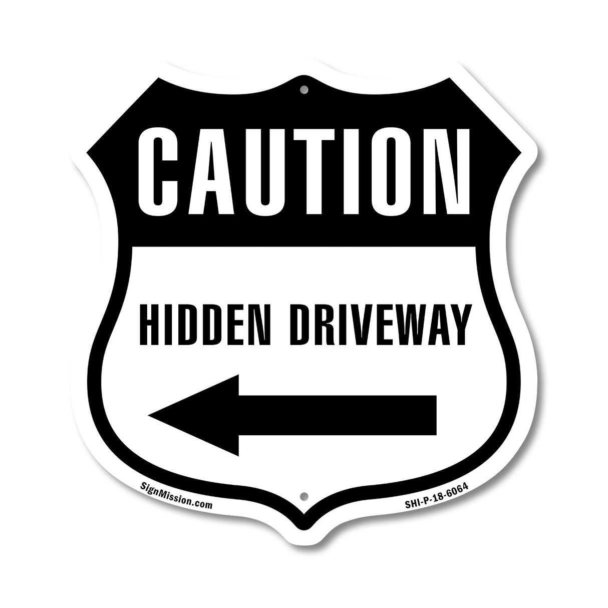 Caution Hidden Driveway Left