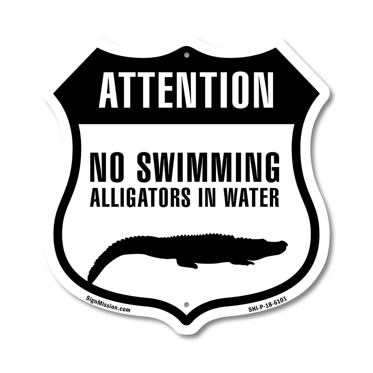 Attention No Swimming Alligators In The Water