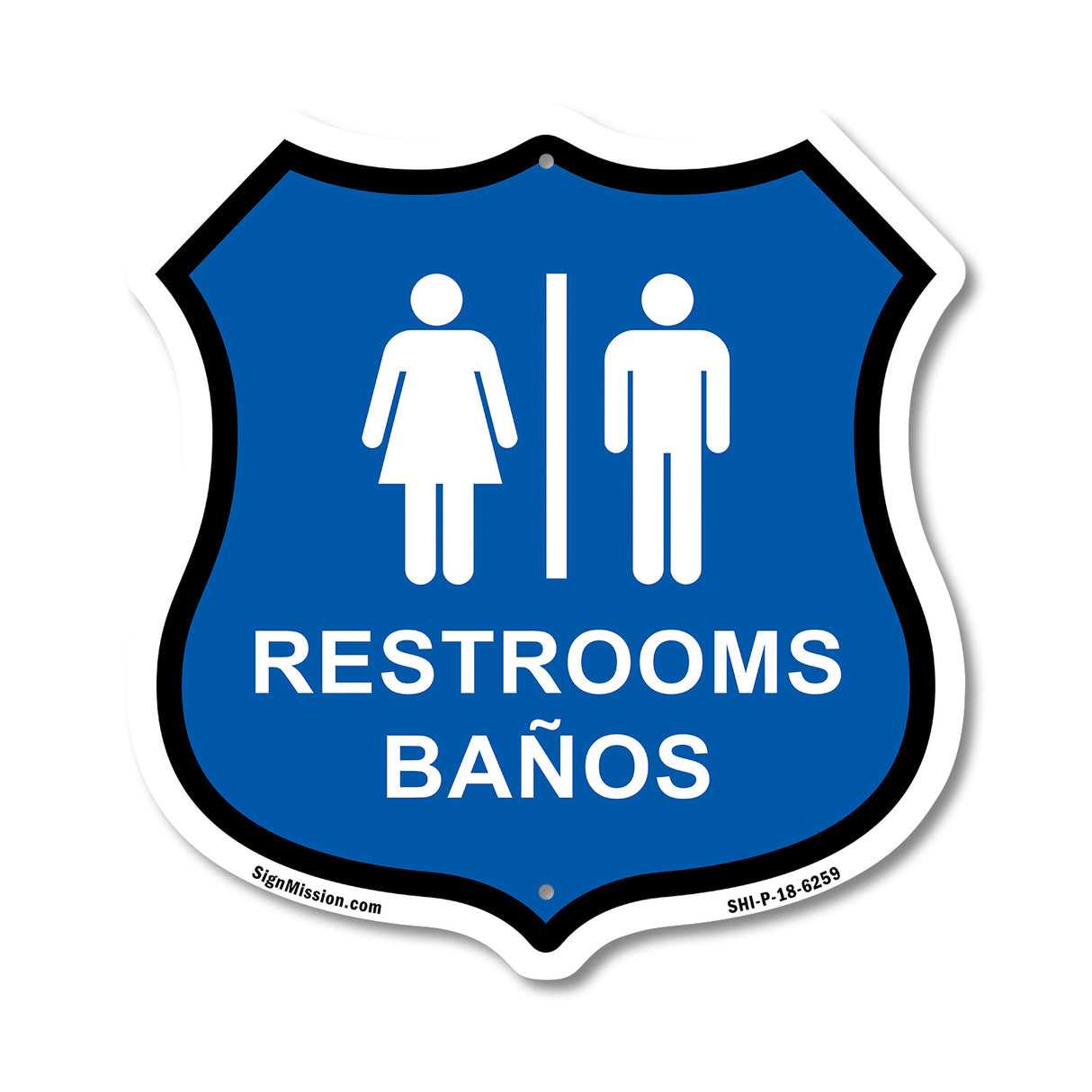 Restrooms Baños Bilingual English / Spanish