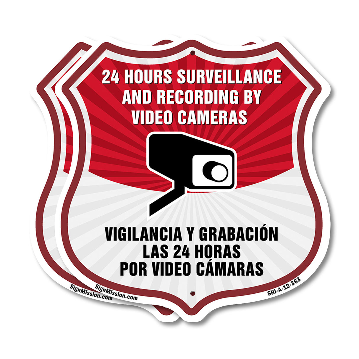 Bilingual 24 Hour Surveillance 24 Hour Surveillance And Recording By Video Cameras Vigilancia Y Grabacion (English / Spanish)