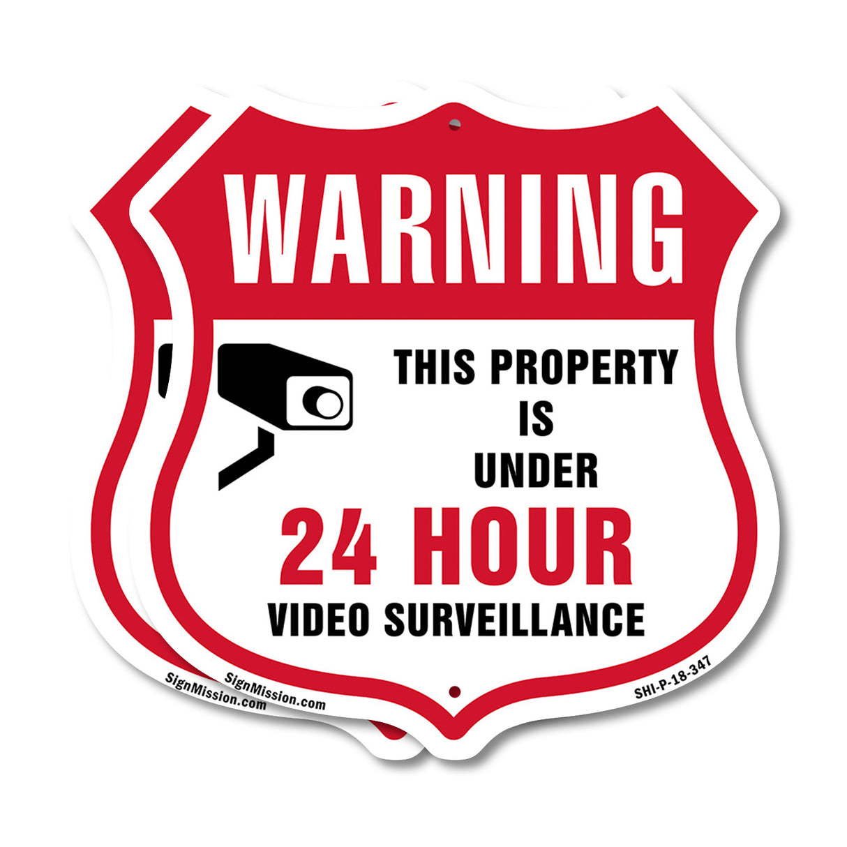 24 Hour Surveillance Shield Sign Warning This Property Is Under 24 Hour Video Surveillance