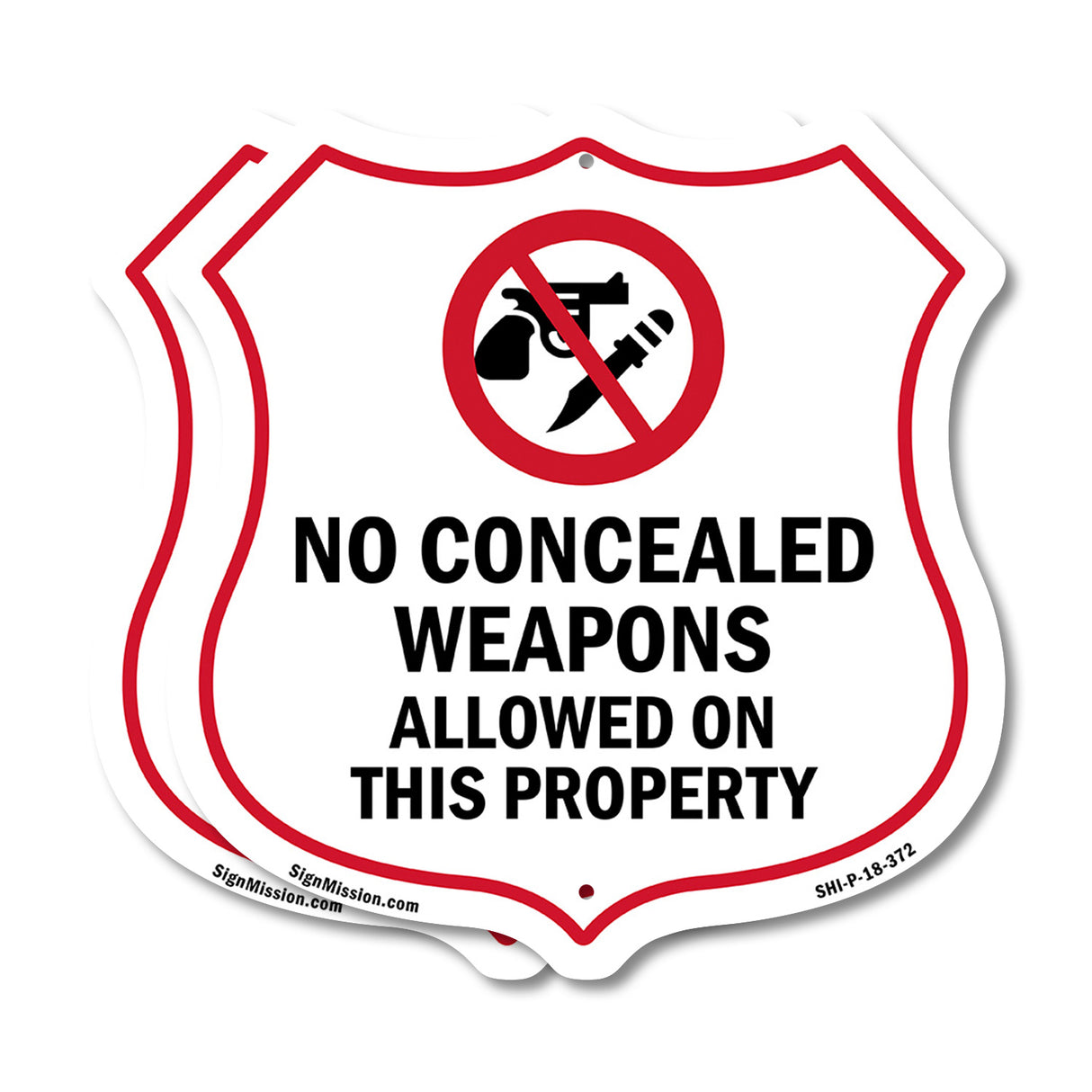Concealed Carry Shield Sign No Concealed Weapons Allowed On This Property