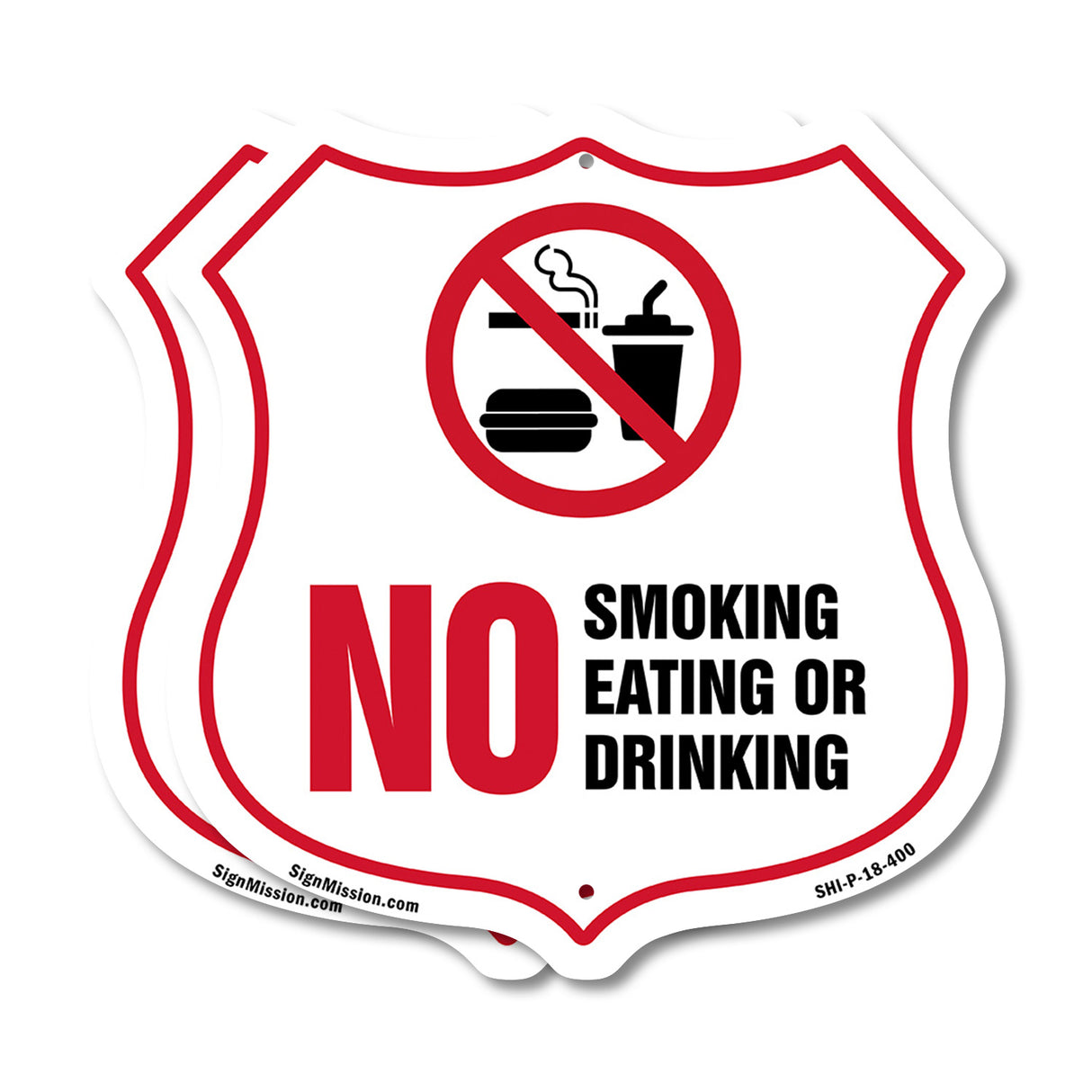 No Smoking Shield Sign No Smoking Eating Or Drinking