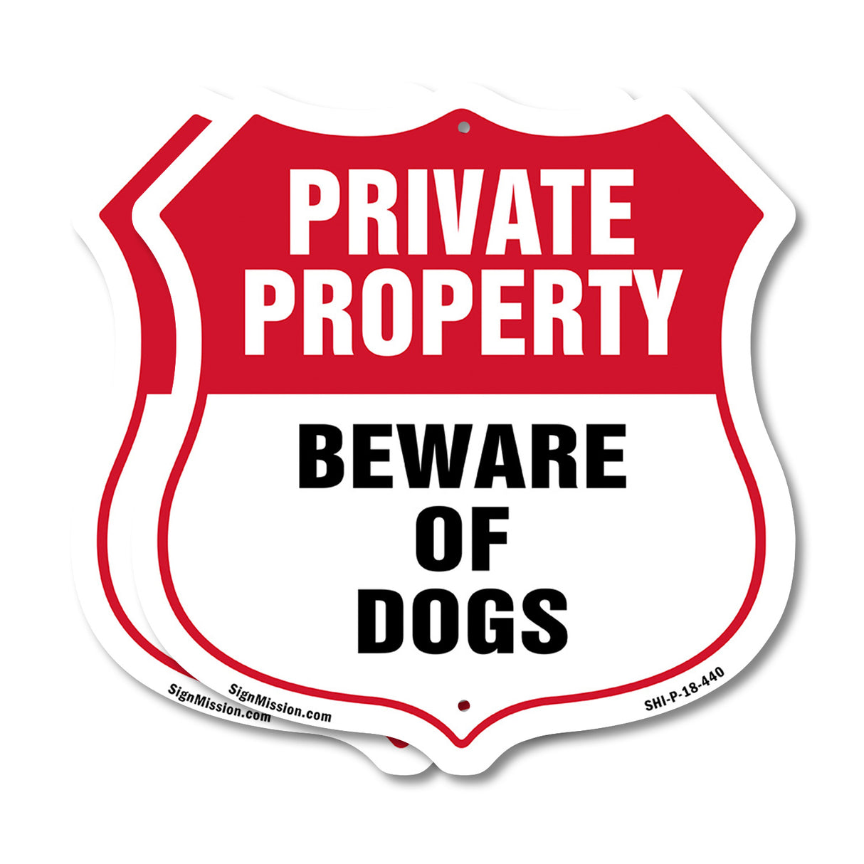 Private Property Shield Sign Beware Of Dogs
