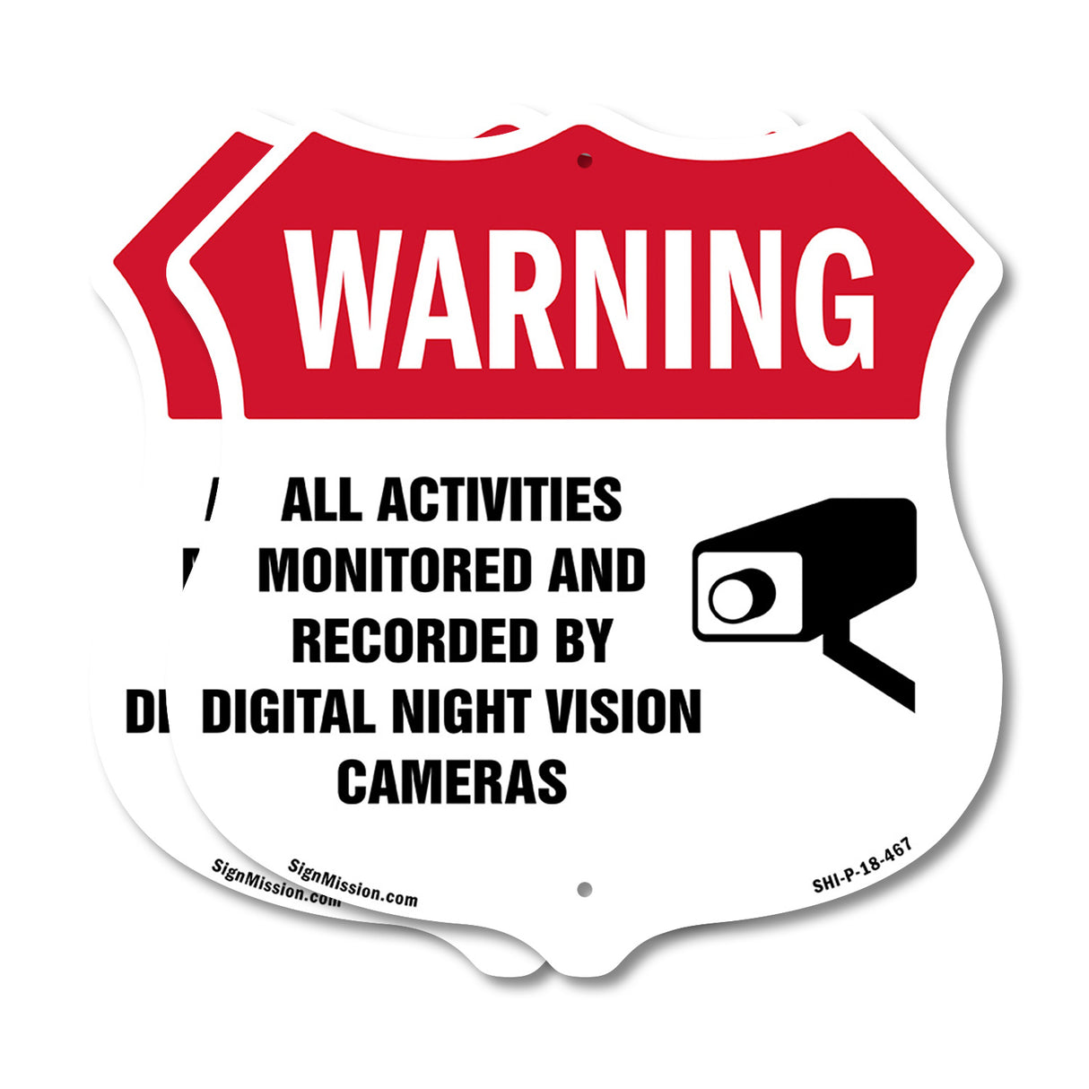Video Surveillance Shield Label Set Warning All Activities Monitored And Recorded By Digital Night Vision Cameras
