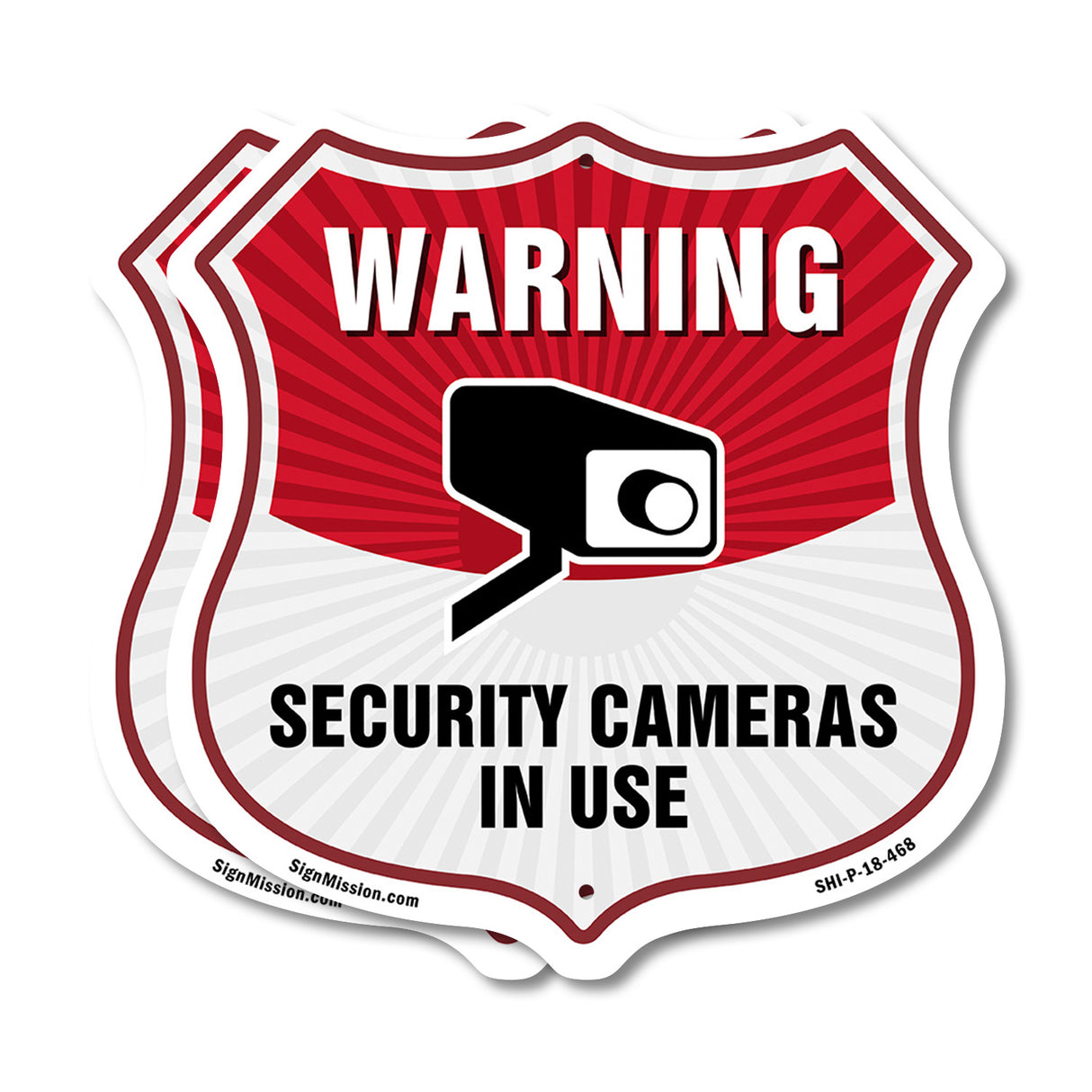 Video Surveillance Shield Sign Warning Security Cameras In Use
