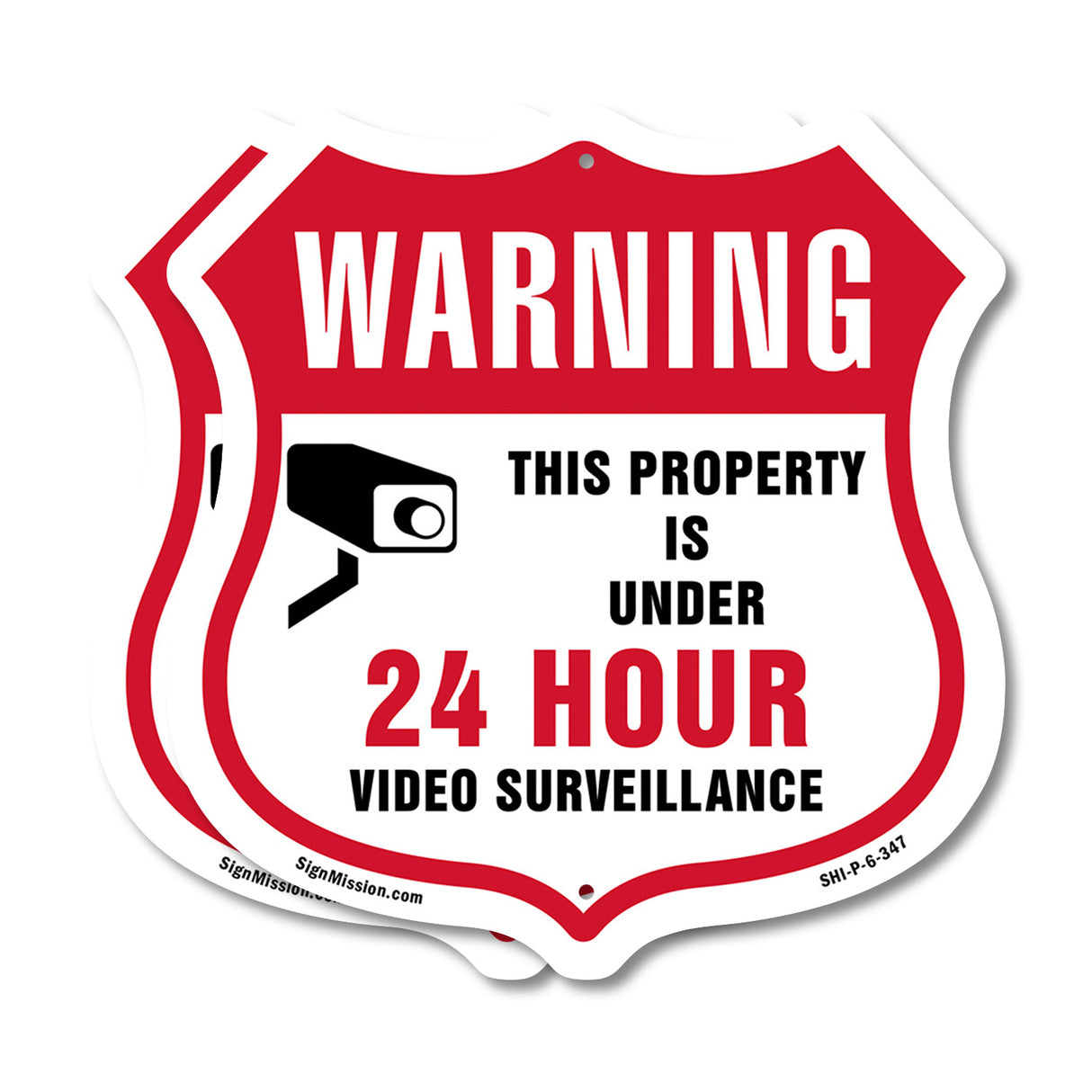 24 Hour Surveillance Shield Sign Warning This Property Is Under 24 Hour Video Surveillance