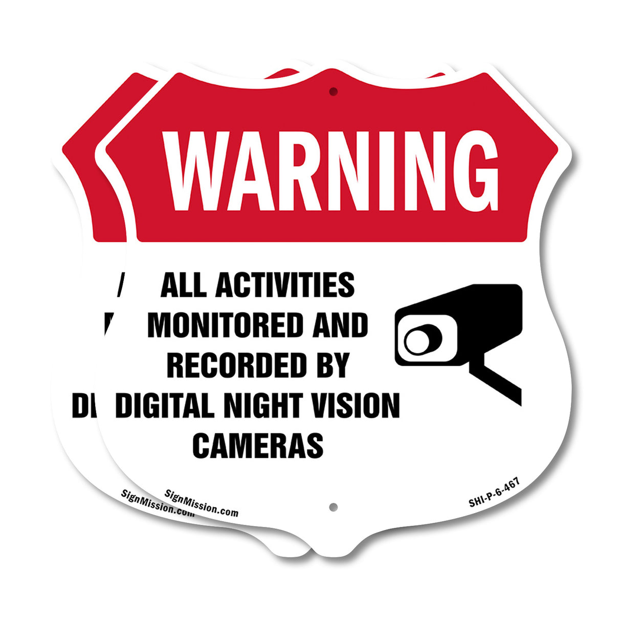 Video Surveillance Shield Label Set Warning All Activities Monitored And Recorded By Digital Night Vision Cameras