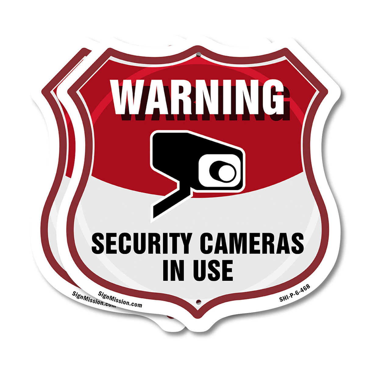 Video Surveillance Shield Sign Warning Security Cameras In Use