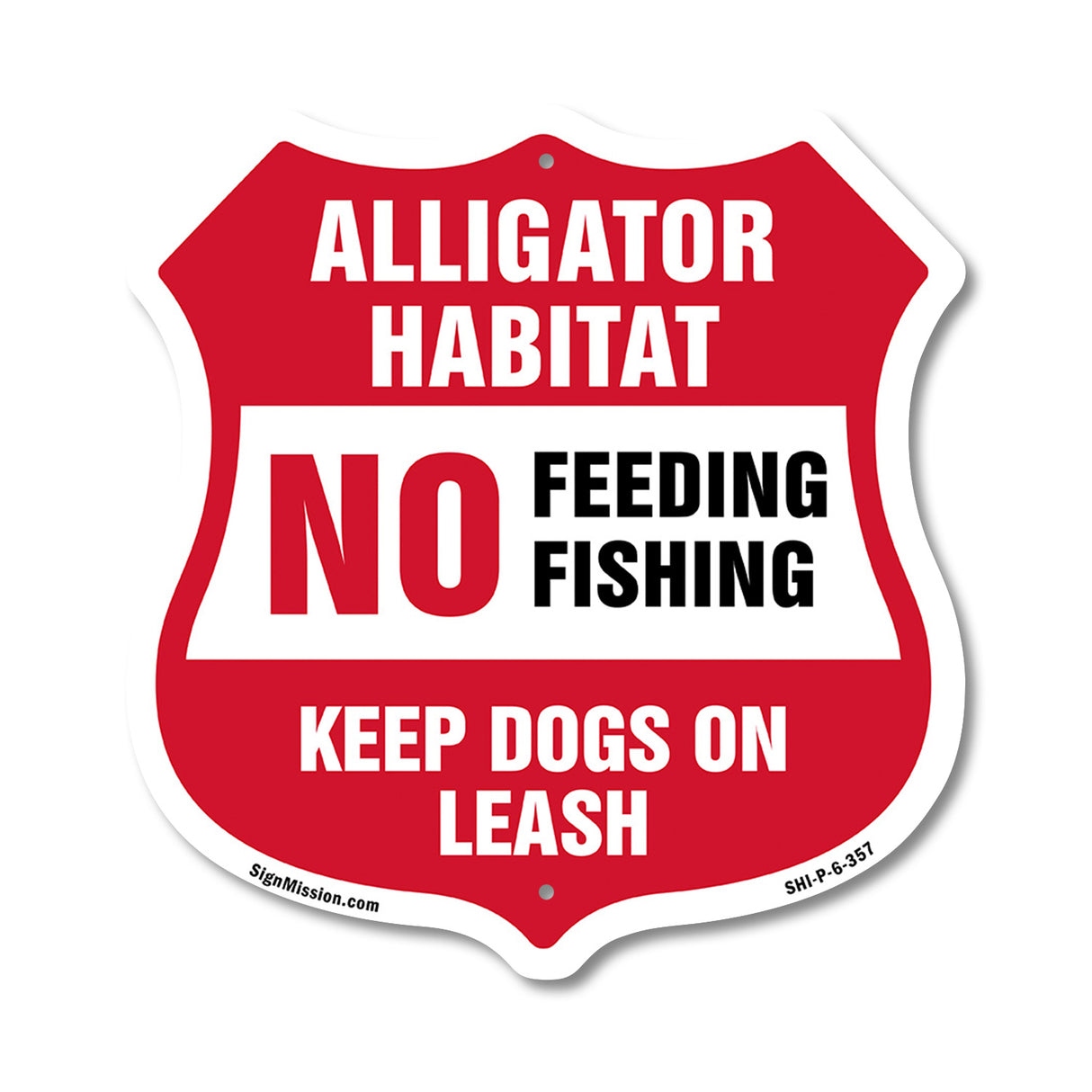 Alligator Warning Shield Sign Alligator Habitat No Feeding Fishing. Keep Dogs On Leash