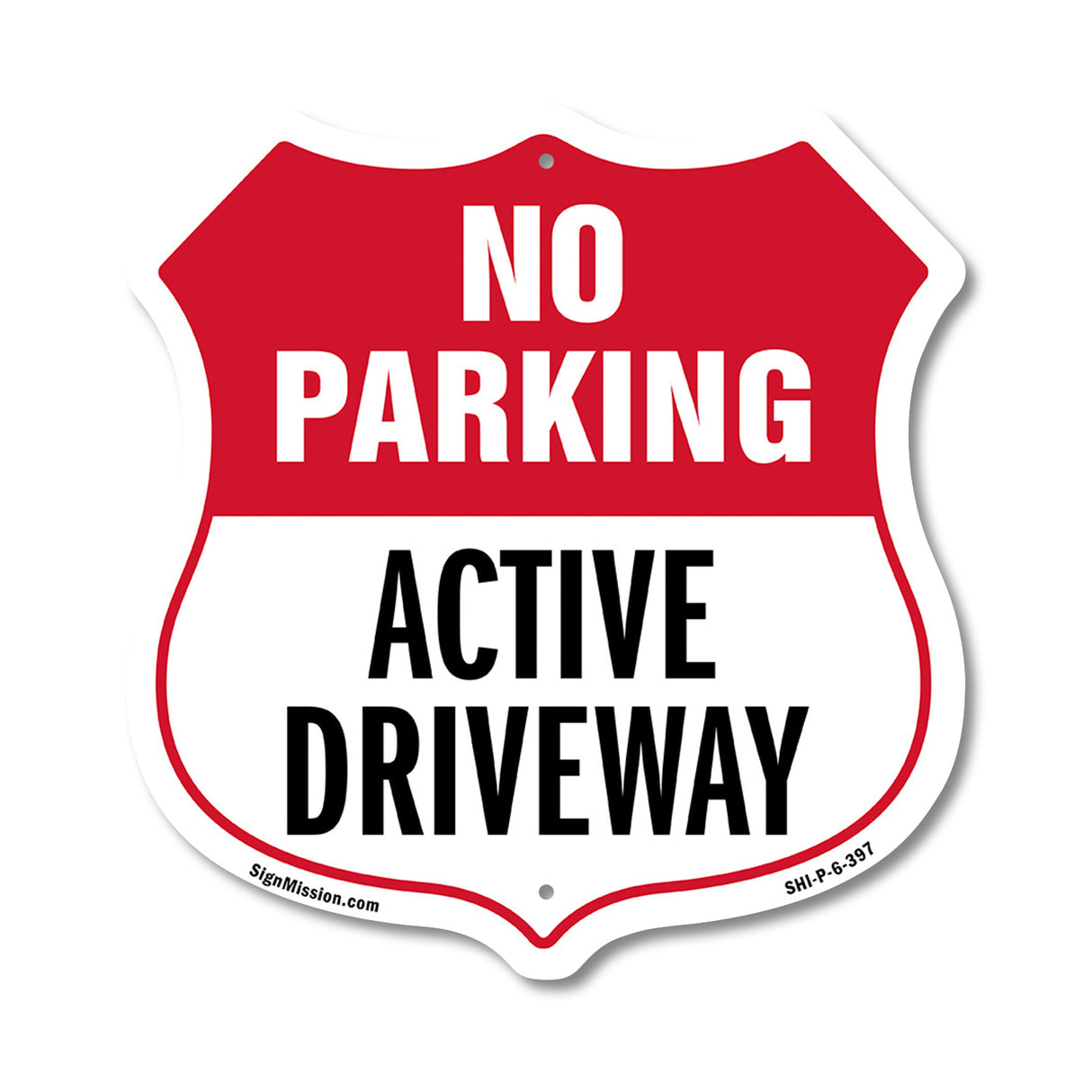 No Parking Shield Sign Active Driveway