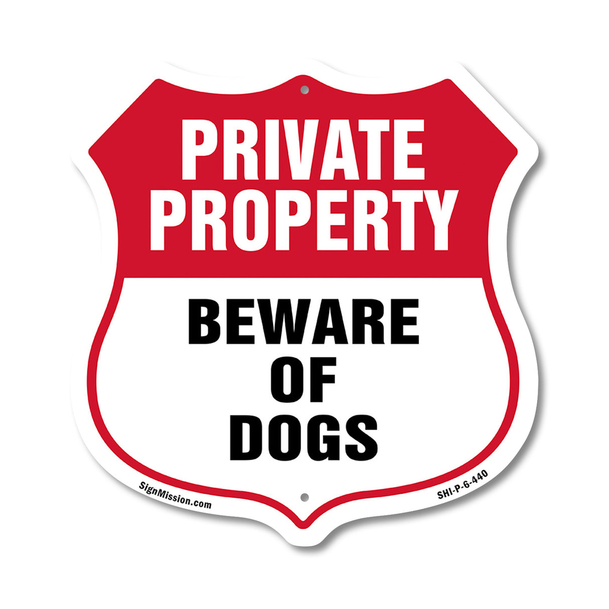 Private Property Shield Sign Beware Of Dogs