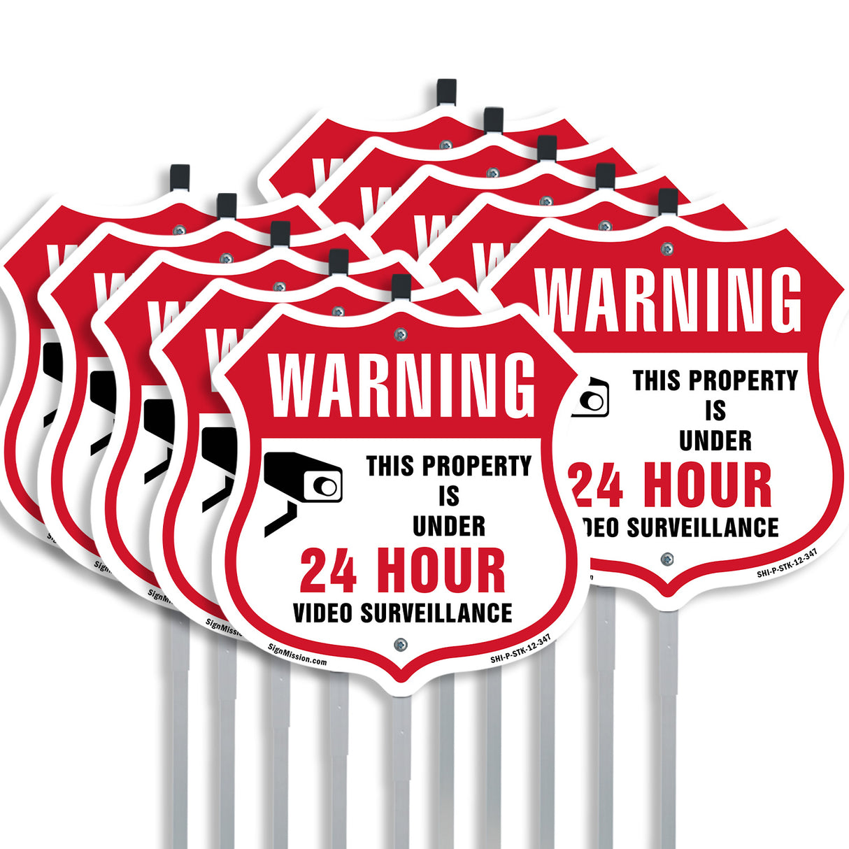 24 Hour Surveillance Shield Sign Warning This Property Is Under 24 Hour Video Surveillance