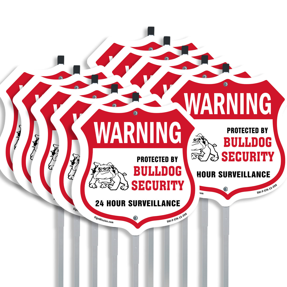 24 Hour Surveillance Shield Sign Warning Protected By Bulldog Security