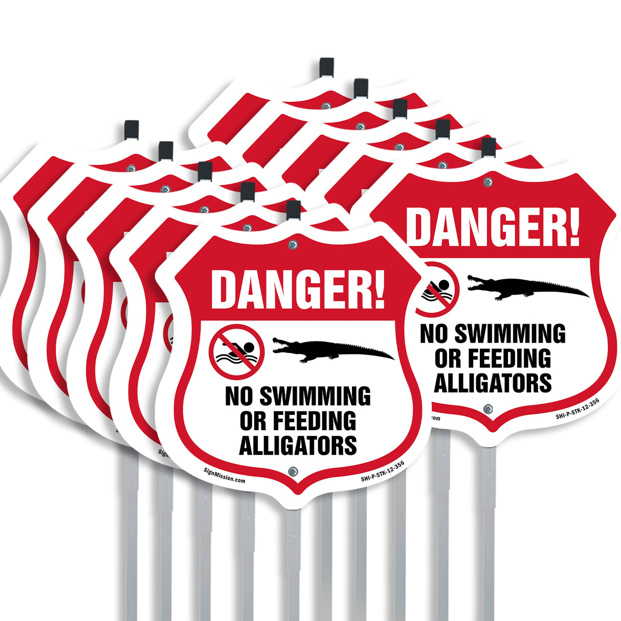 Alligator Warning Shield Sign Danger! No Swimming Or Feeding Alligators